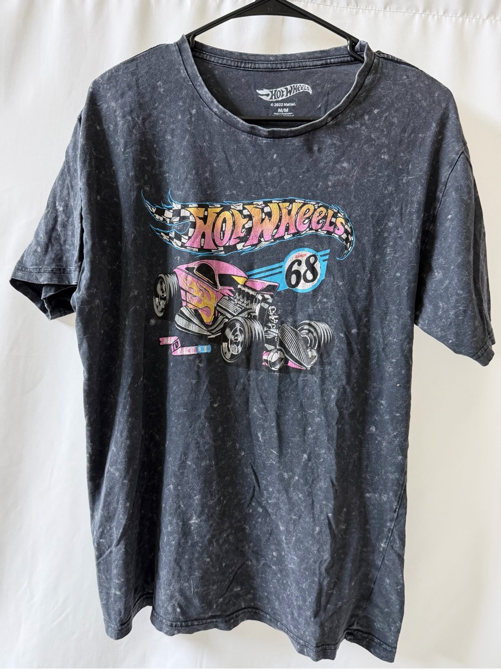 Hot Wheels Men’s M Black Acid Wash Hot Rod Graphic T-Shirt